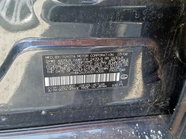 JTHBK262065016006 - 2006 LEXUS IS 250 CHARCOAL photo 10