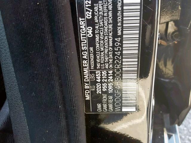 WDDGF4HB0CR224594 - 2012 MERCEDES-BENZ C 250 BLACK photo 10