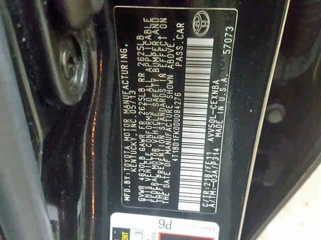 4T1BD1FK0DU084276 - 2013 TOYOTA CAMRY HYBR BLACK photo 10