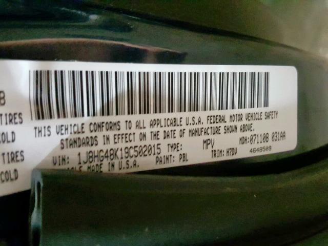 1J8HG48K19C502015 - 2009 JEEP COMMANDER 蓝色 照片 10