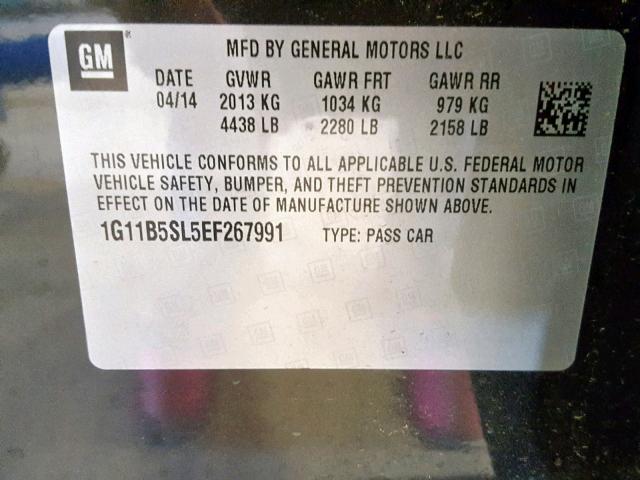 1G11B5SL5EF267991 - 2014 CHEVROLET MALIBU LS GRAY photo 10