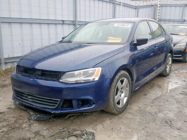 3VW2K7AJ0BM331838 - 2011 VOLKSWAGEN JETTA BASE BLUE photo 2