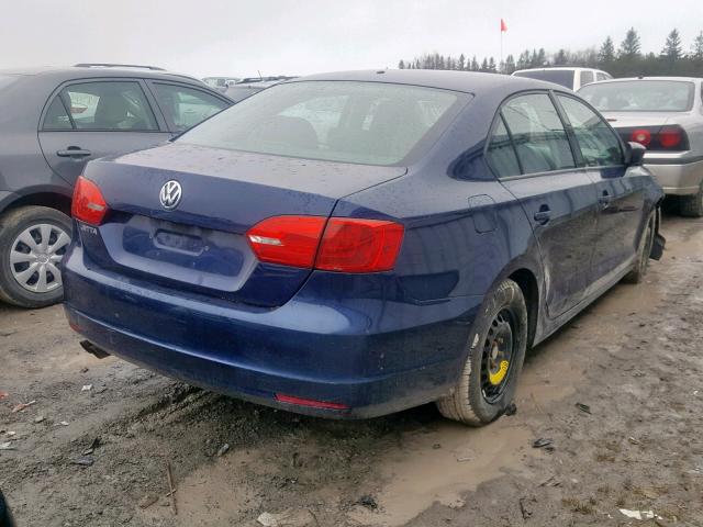 3VW2K7AJ0BM331838 - 2011 VOLKSWAGEN JETTA BASE BLUE photo 4