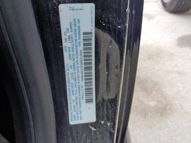 3VWCD21YX3M331233 - 2003 VOLKSWAGEN NEW BEETLE Schwarz Foto 10