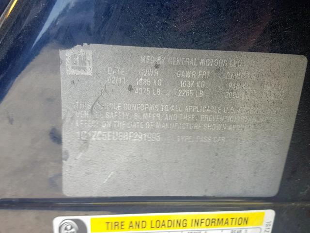 1G1ZC5EU8BF291993 - 2011 CHEVROLET MALIBU 1LT BLUE photo 10