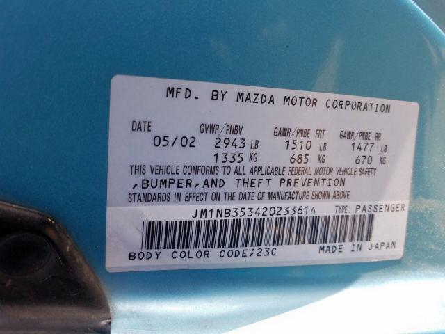 JM1NB353420233614 - 2002 MAZDA MX-5 MIATA BASE  photo 10