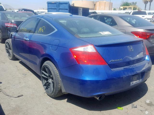 1HGCS2B87AA001133 - 2010 HONDA ACCORD EXL BLUE photo 3