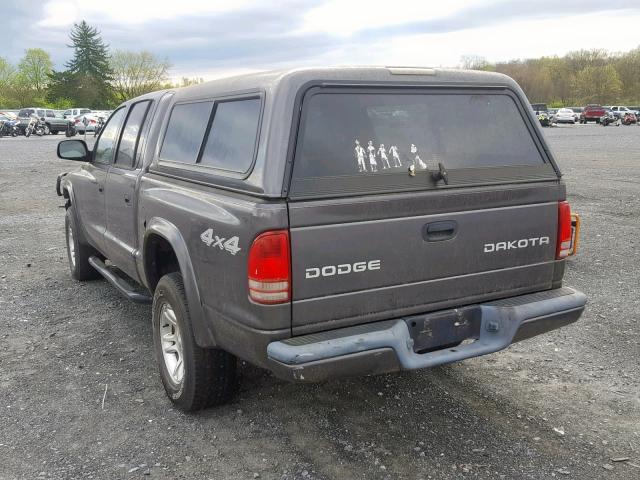 1D7HG38N74S622708 - 2004 DODGE DAKOTA QUA GRAY photo 3