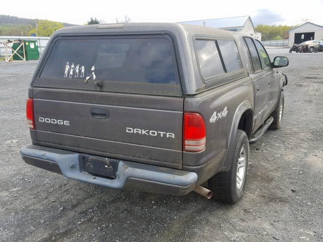 1D7HG38N74S622708 - 2004 DODGE DAKOTA QUA GRAY photo 4