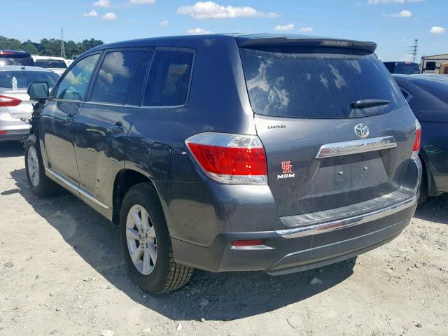 5TDZA3EH3DS045134 - 2013 TOYOTA HIGHLANDER GRAY photo 3