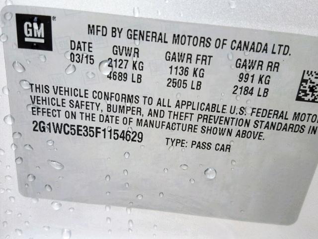 2G1WC5E35F1154629 - 2015 CHEVROLET IMPALA LIM SILVER photo 10