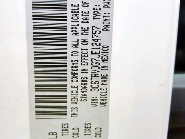 3C6TRVDG7JE124757 - 2018 RAM PROMASTER 白色 照片 10