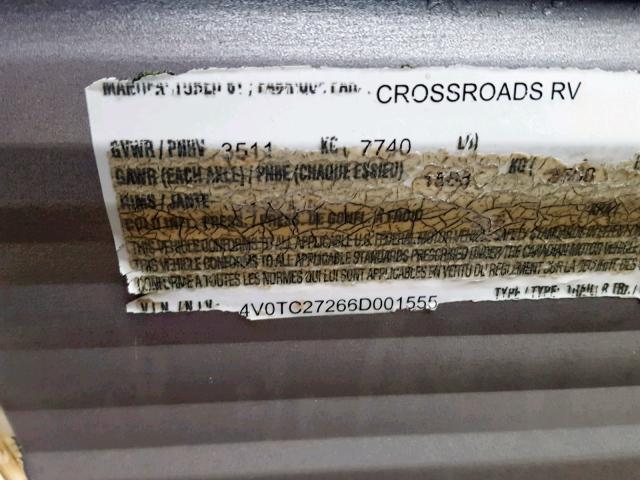 4V0TC27266D001555 - 2006 CROS TRAVEL TRL WHITE photo 10