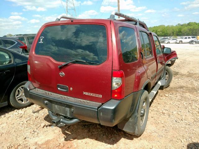 5N1ED28Y21C545175 - 2001 NISSAN XTERRA XE RED photo 4