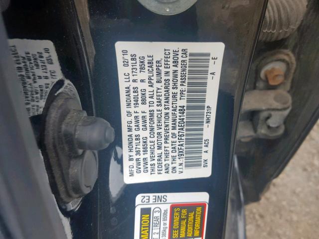 19XFA1F67AE041484 - 2010 HONDA CIVIC LX-S أسود صورة 10