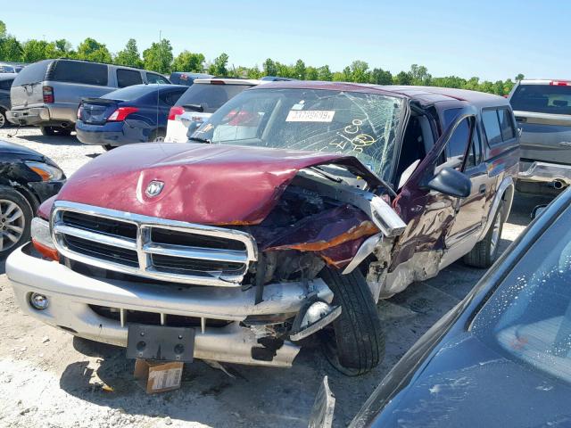 1B7HL48N22S569781 - 2002 DODGE DAKOTA QUA BURGUNDY photo 2