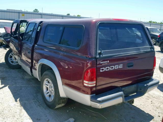 1B7HL48N22S569781 - 2002 DODGE DAKOTA QUA BURGUNDY photo 3