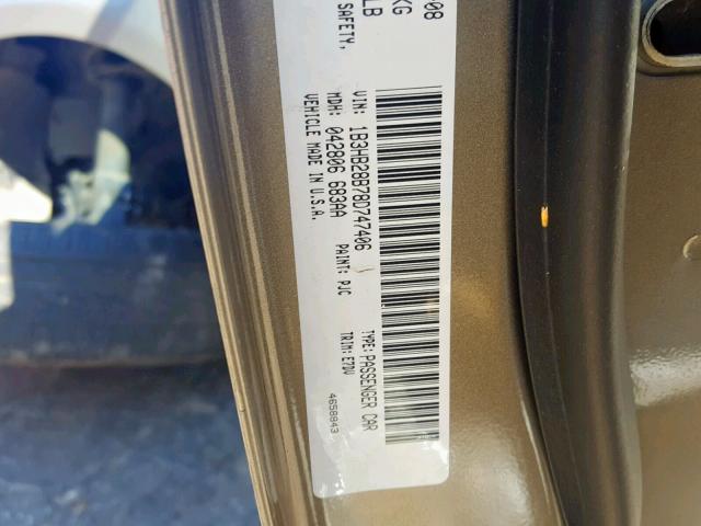 1B3HB28B78D747406 - 2008 DODGE CALIBER GOLD photo 10