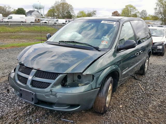 1B4GP25301B213915 - 2001 DODGE CARAVAN SE GREEN photo 2