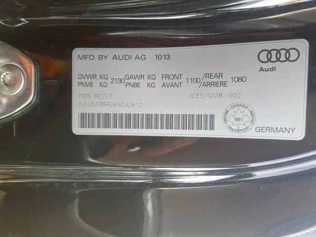 WAUMFBFR2EA032612 - 2014 AUDI A5 PROGRES BLACK photo 10