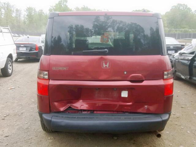 5J6YH18706L008314 - 2006 HONDA ELEMENT EX MAROON photo 9