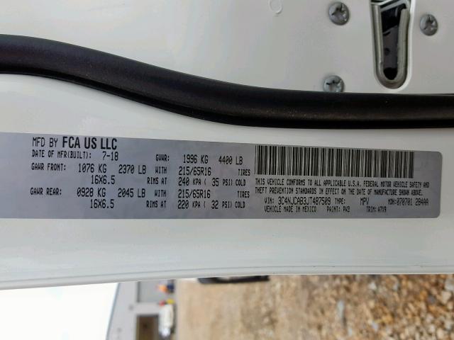 3C4NJCAB3JT487509 - 2018 JEEP COMPASS SP 白色 照片 10