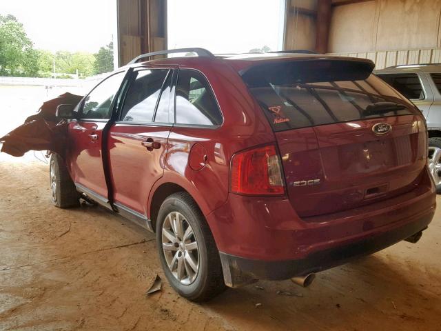 2FMDK3JC5DBC25696 - 2013 FORD EDGE SEL RED photo 3