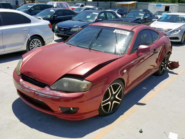 KMHHN65F76U210371 - 2006 HYUNDAI TIBURON GT RED photo 2