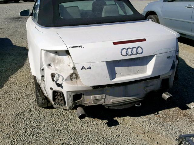 WAUAC48H54K022936 - 2004 AUDI A4 1.8 CAB WHITE photo 9