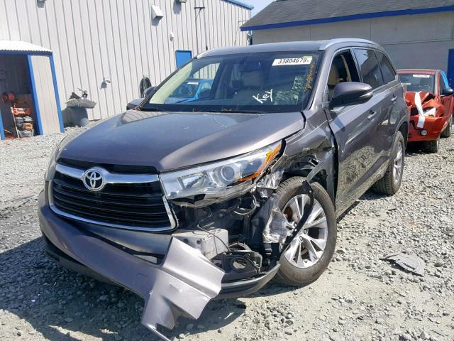 5TDKKRFH6FS067518 - 2015 TOYOTA HIGHLANDER GRAY photo 2