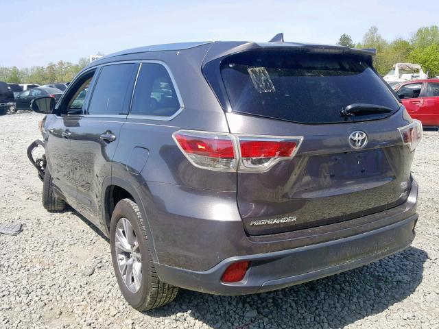 5TDKKRFH6FS067518 - 2015 TOYOTA HIGHLANDER GRAY photo 3