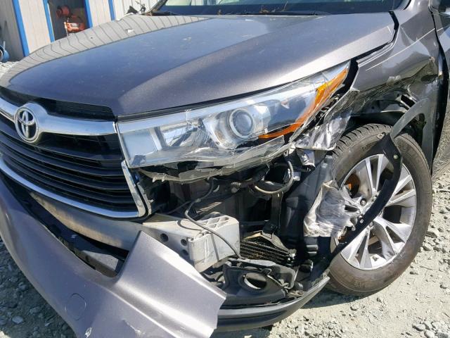 5TDKKRFH6FS067518 - 2015 TOYOTA HIGHLANDER GRAY photo 9