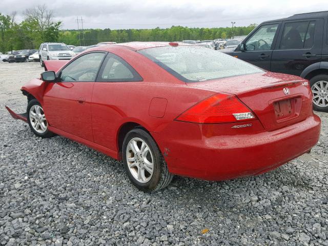 1HGCM72627A005296 - 2007 HONDA ACCORD EX RED photo 3