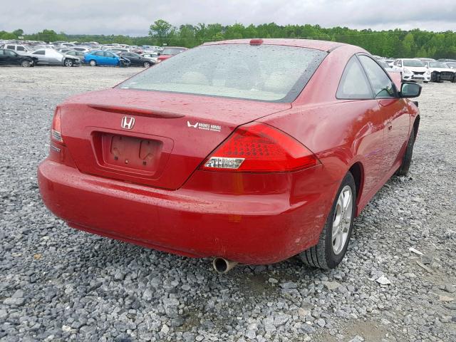 1HGCM72627A005296 - 2007 HONDA ACCORD EX RED photo 4