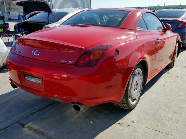 JTHFN48Y720013441 - 2002 LEXUS SC 430 RED photo 4