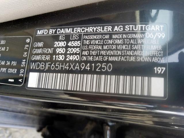 WDBJF65H4XA941250 - 1999 MERCEDES-BENZ E 320  photo 10