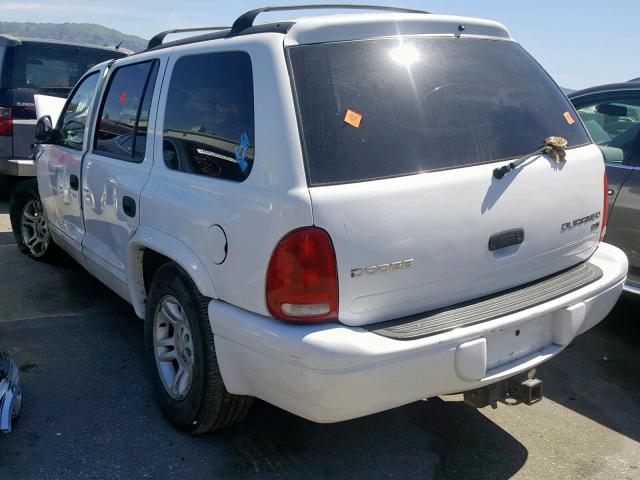 1D4HS48Z63F595786 - 2003 DODGE DURANGO SL WHITE photo 3