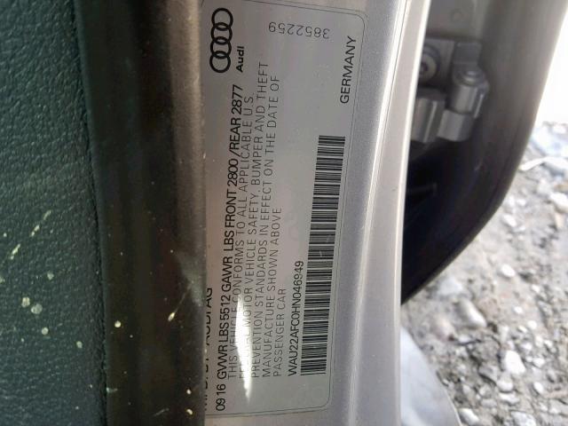 WAU22AFC0HN046949 - 2017 AUDI A7 PRESTIG SILVER photo 10