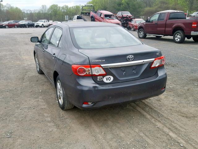 2T1BU4EE1BC636458 - 2011 TOYOTA COROLLA BA GRAY photo 3