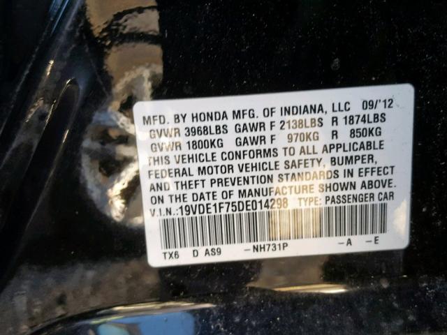 19VDE1F75DE014298 - 2013 ACURA ILX 20 TEC BLACK photo 10