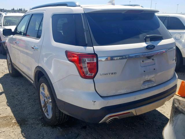 1FM5K8F85GGC35065 - 2016 FORD EXPLORER L WHITE photo 3