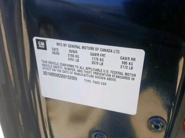 2G1WD58C569102069 - 2006 CHEVROLET IMPALA SUP 黑色 照片 10