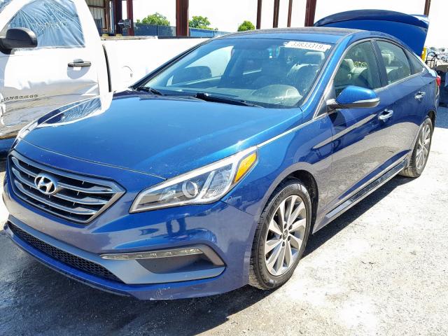 5NPE34AF7FH192083 - 2015 HYUNDAI SONATA SPO BLUE photo 2