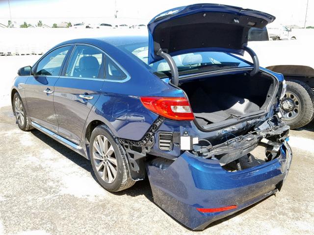 5NPE34AF7FH192083 - 2015 HYUNDAI SONATA SPO BLUE photo 3