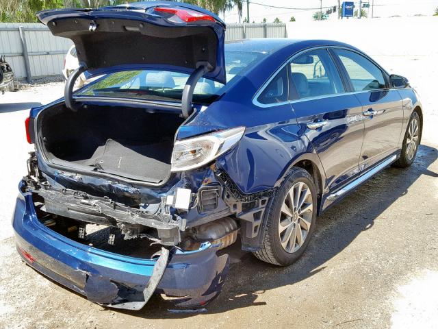 5NPE34AF7FH192083 - 2015 HYUNDAI SONATA SPO BLUE photo 4