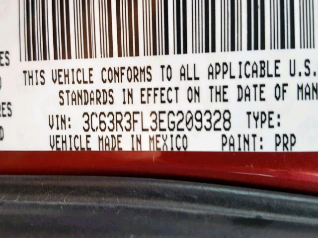 3C63R3FL3EG209328 - 2014 RAM 3500 LONGH MAROON photo 10