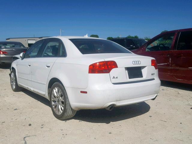 WAUAF78E18A153260 - 2008 AUDI A4 2.0T WHITE photo 3
