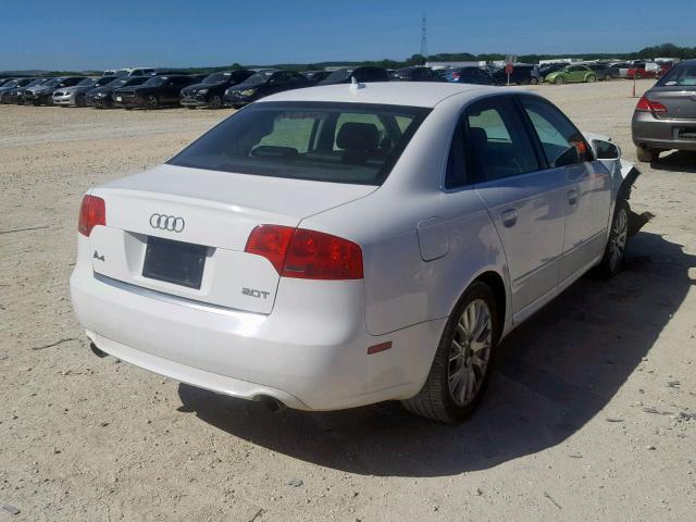 WAUAF78E18A153260 - 2008 AUDI A4 2.0T WHITE photo 4