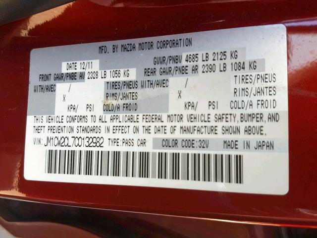 JM1CW2CL7C0132982 - 2012 MAZDA 5 RED photo 10