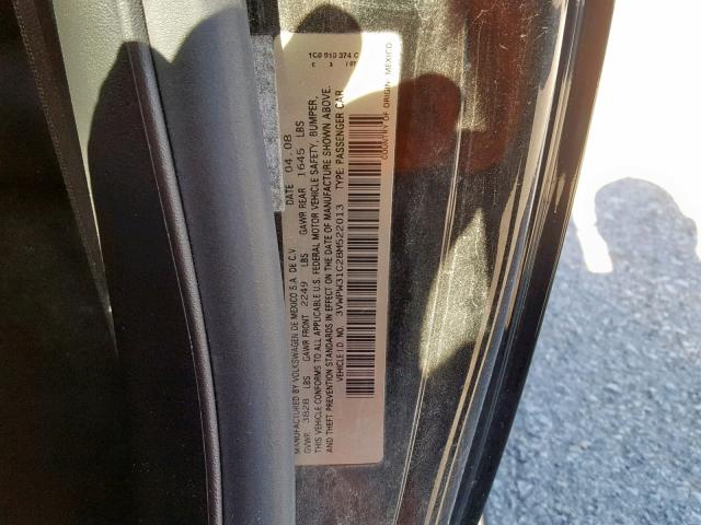 3VWPW31C28M522013 - 2008 VOLKSWAGEN NEW BEETLE შავი ფოტო 10